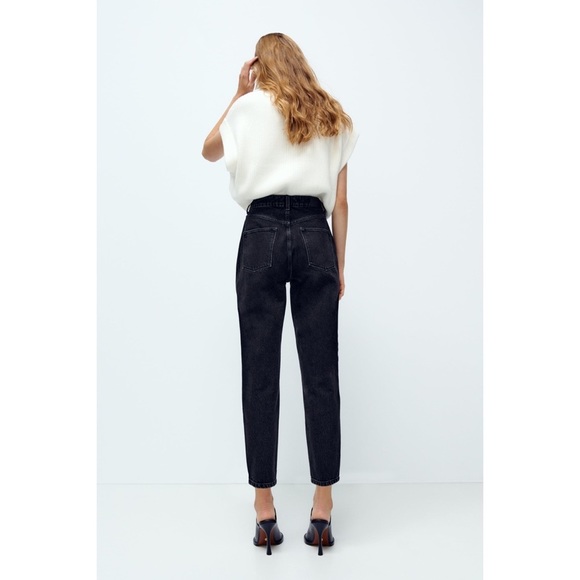 Zara Z1975 Mom Fit High Rise Black Jeans Size US 4 - Picture 3 of 9